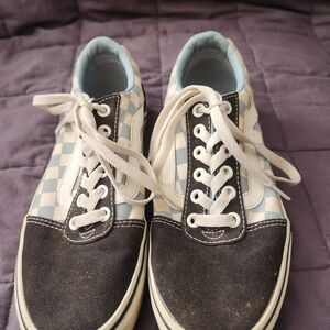Vans Black and Blue Checkered Athletic Shoes
